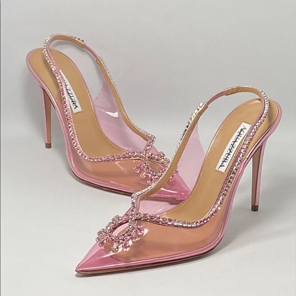 Aquazzura Seduction 105mm crystal-embellished pumps size 38 - Picture 1 of 16